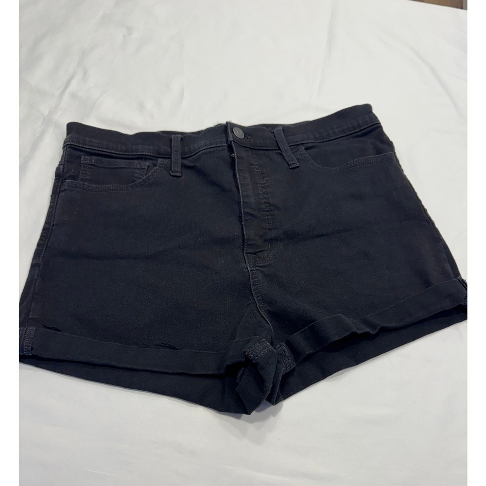 Madewell Denim Shorts High Rise Rolled Hem Stretch 31 Black Excellent Condition